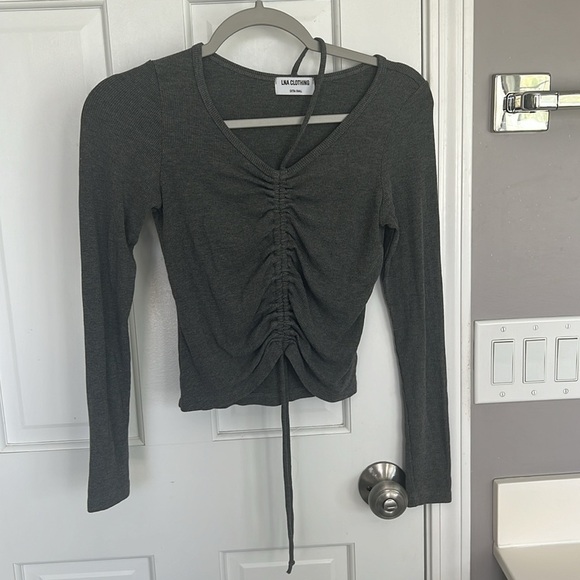 LNA Malika Ruched Front Rib Top - Picture 2 of 4